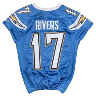 2011 Philip Rivers Game Used San Diego Chargers Alternate Powder Blue Jersey Photo Matched To 12/18/2011 (Resolution Photomatching)